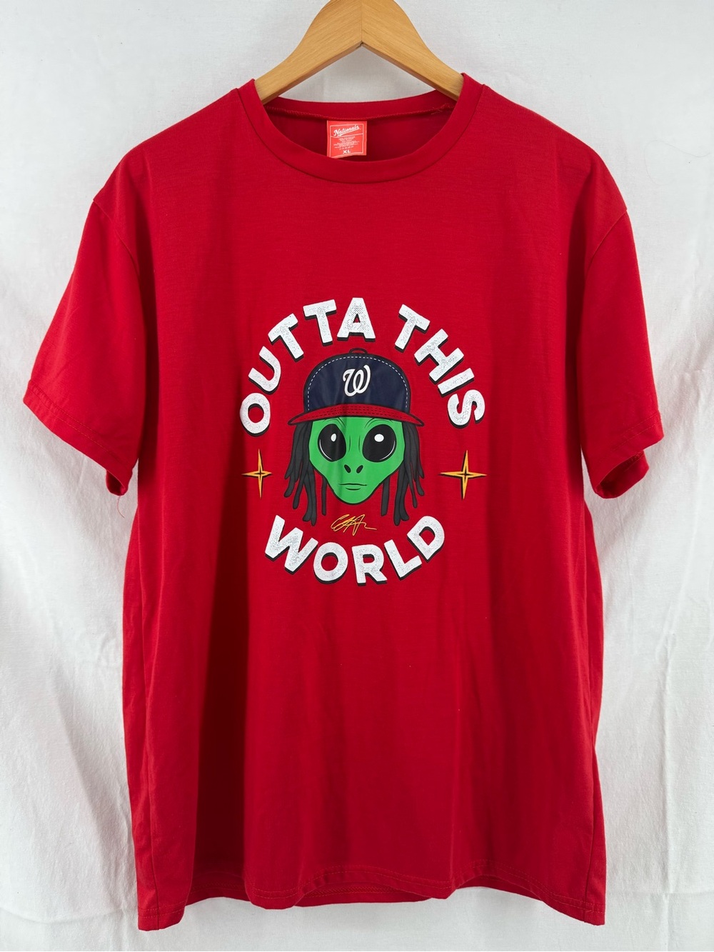 Outta This World Red Graphic Tee - CJ Abrams Alien Logo
